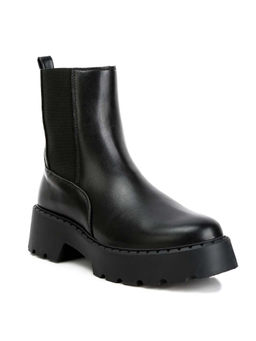 London Rag - Faux Leather Elasticated Chelsea Boots Black