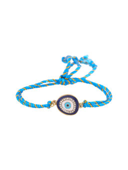 Estele - Gold Plated Designer Evil Eye Rakhi with Austrian Crystals and Silk Thread