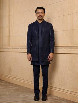 TASVA - Sapphire Geometric Sherwani Set