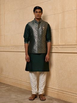 TASVA - Dark Green Kurta Jacket and Pant