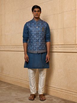 TASVA - Navy Blue Kurta Jacket and Pant