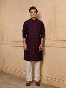 TASVA - Purple Embroidered Kurta and Pant