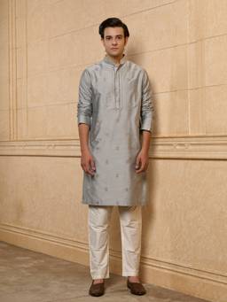 TASVA - Light Grey Embroidered Kurta and Pant