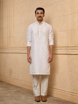 TASVA - White Embroidered Kurta and Pant