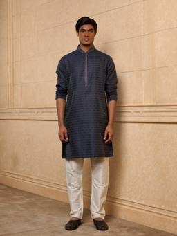 TASVA - Navy Blue Embroidered Kurta and Pant