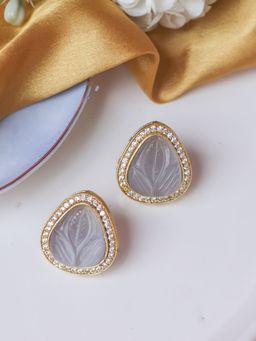 Johori - Classic Grey Craving and CZ Stone Studs