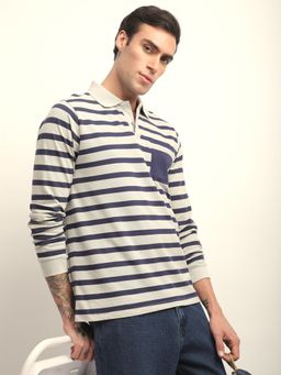 DILLINGER - Mens Long Sleeve Regular Fit Polo Striped T-shirt