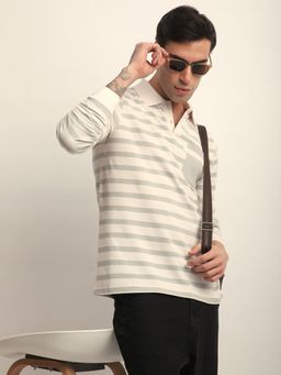 DILLINGER - Mens Long Sleeve Regular Fit Polo Striped T-shirt