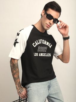 DILLINGER - Mens Raglan Sleeve Oversized Round Neck Varsity Printed T-shirt