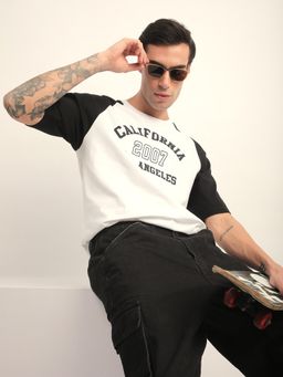 DILLINGER - Mens Raglan Sleeve Oversized Round Neck Varsity Printed T-shirt