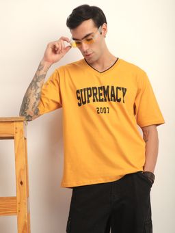 DILLINGER - Mens Short Sleeve Oversized V-Neck Printed T-shirt