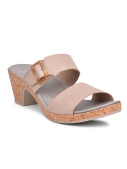 Bata Comfit - Beige Block Sandal Heels for Women