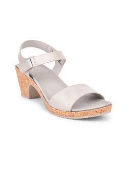 Bata Comfit - Grey Block Sandal Heels for Women