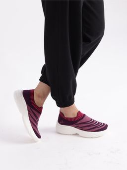 Marc Loire - Women Purple Slip-On Woven Design Sneakers