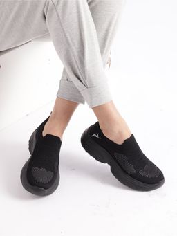 Marc Loire - Women Black Slip-On Woven Design Sneakers