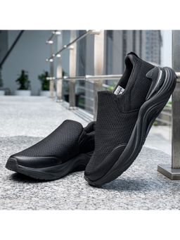 Red Tape - Men Textured Black Walking Slip-On Shoes
