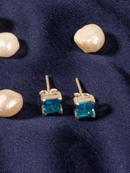 Margento Jewels - 925 Sterling Silver Elegant Blue Topaz Stud