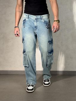 Off Duty India - Dusty Blue Baggy Cargos