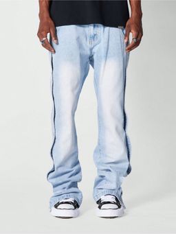 Off Duty India - Slate Blue Snap Edge Flare Fit Men Denim