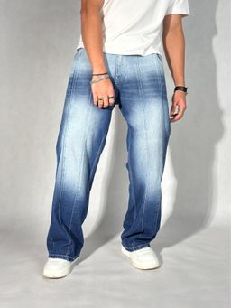 Off Duty India - Ombre Blue Wash Baggy Wide Leg Jeans