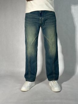 Off Duty India - Subtle Fade Blue Straight Fit Jeans
