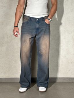 Off Duty India - Teal Bronze Baggy Wide Leg Jeans
