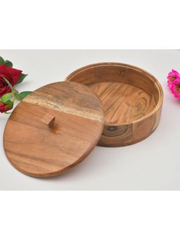 Oggn - Acacia Wooden Round Roti Dabba 9"Inch