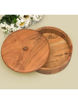 Oggn - Acacia Wooden Round Roti Dabba 8"Inch