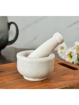 Oggn - Marble Okhali Set Mortar Pestle 4"Inch
