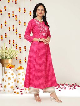 Varanga - Gehan Women Pink Angrakha Kurta with Embroidery