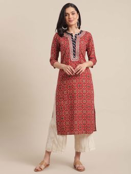 Varanga - Gehan Women Maroon Abstract Printed Kurta
