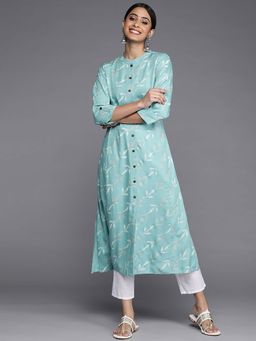 Varanga - Gehan Sky Blue Printed Straight Kurta