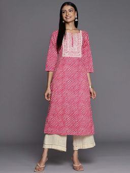 Varanga - Gehan Pink Lehariya Embroidered Kurta