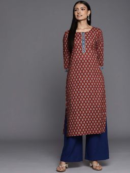 Varanga - Gehan Maroon Printed Straight Kurta