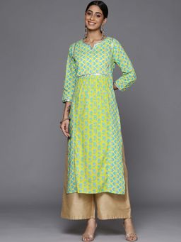 Varanga - Gehan Green Printed Kurta with Lace Embellishment
