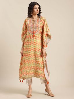 Varanga - Gehan Women Yellow Chevron Printed Kaftan