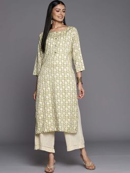 Varanga - Gehan Green Colour Foile Printed Straight Kurta