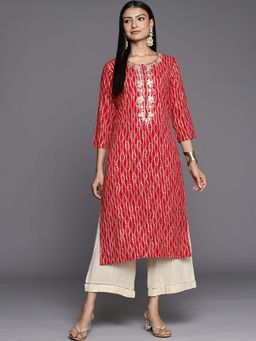 Varanga - Gehan Red Embroidered Straight Kurta