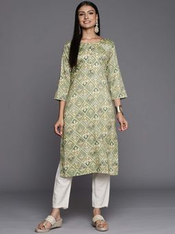 Varanga - Gehan Green Colour Foile Printed Straight Kurta