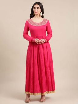 Varanga - Gehan Pink Anarkali with Heavy Zari and Sequin Embellishment On Yoke.