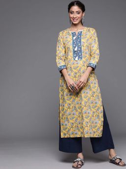 Varanga - Gehan Women Yellow Floral Printed Kurta