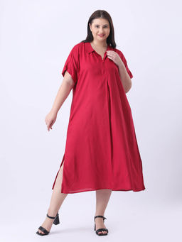 Qurvii - Pink rayon oversize Midi dress