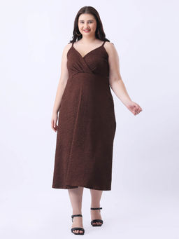 Qurvii - Brown Lycra midi dress