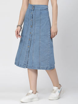 COSMIC TRIO - Blue Denim Midi Skirt