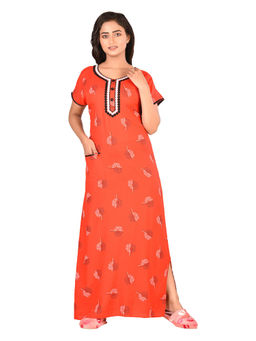 PIU - Women's Rayon Cotton Nighty - Red