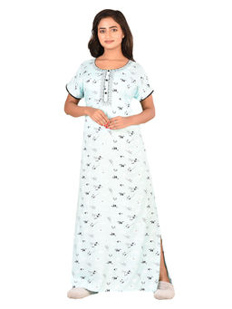 PIU - Women's Rayon Cotton Nighty - Blue