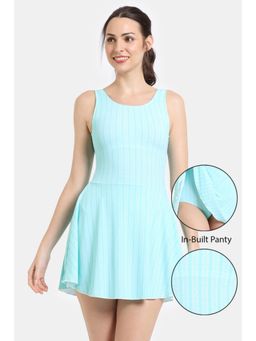 Zivame - Zelocity Elastane Blended Swimdress In Buid Panty - Aruba Blue