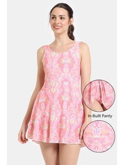 Zivame - Zelocity Elastane Blended Swimdress In Build Panty - Peach Pink