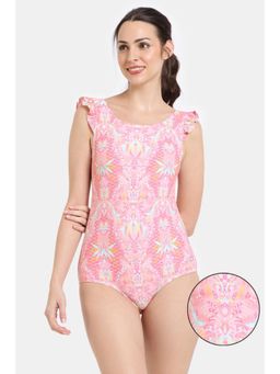 Zivame - Zelocity Elastane Blended Malliot With Removable Pads - Pink