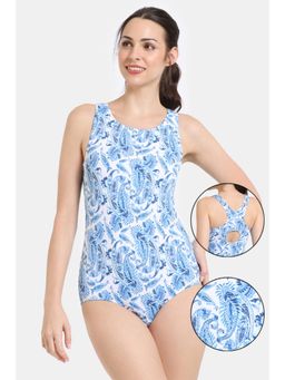 Zivame - Zelocity Elastane Blended Malliot With Removable Pads - Diva Blue